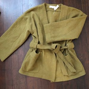 Madewell olive green textured thread kimono jacket